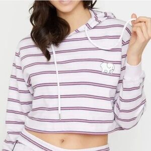 NWT Ivory Ella pink and blue Striped Cropped Elephant hoodie - L